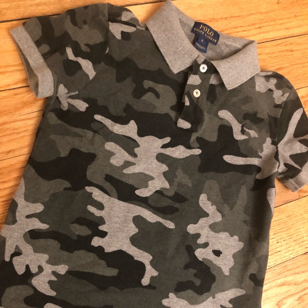 Polo Ralph Lauren Grey Camo collared polo tee sz 6
